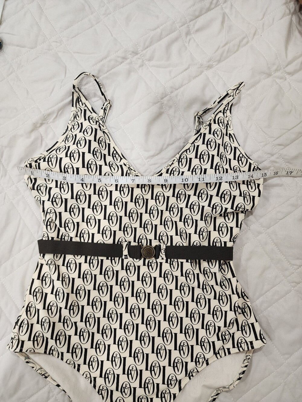 H&M x Love Stories Monogram Belted One Piece Swimsuit Size 6 - Picture 15 of 17